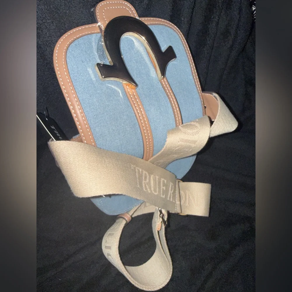 True Religion Denim and Tan Crossbody Bag
